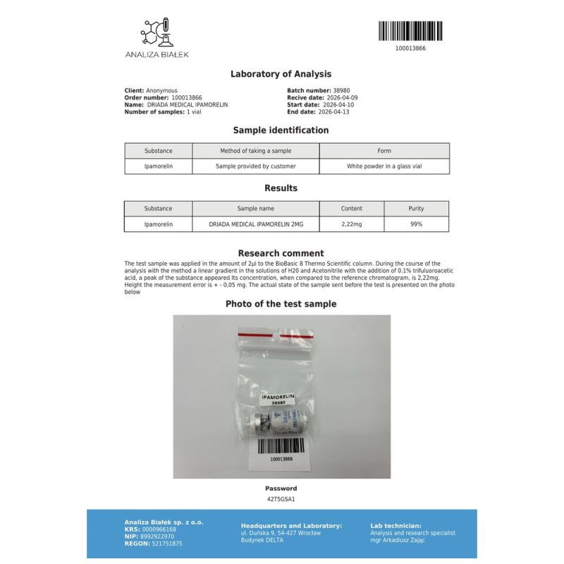 Köp Ipamorelin Driada 2mg/flaska + Vatten