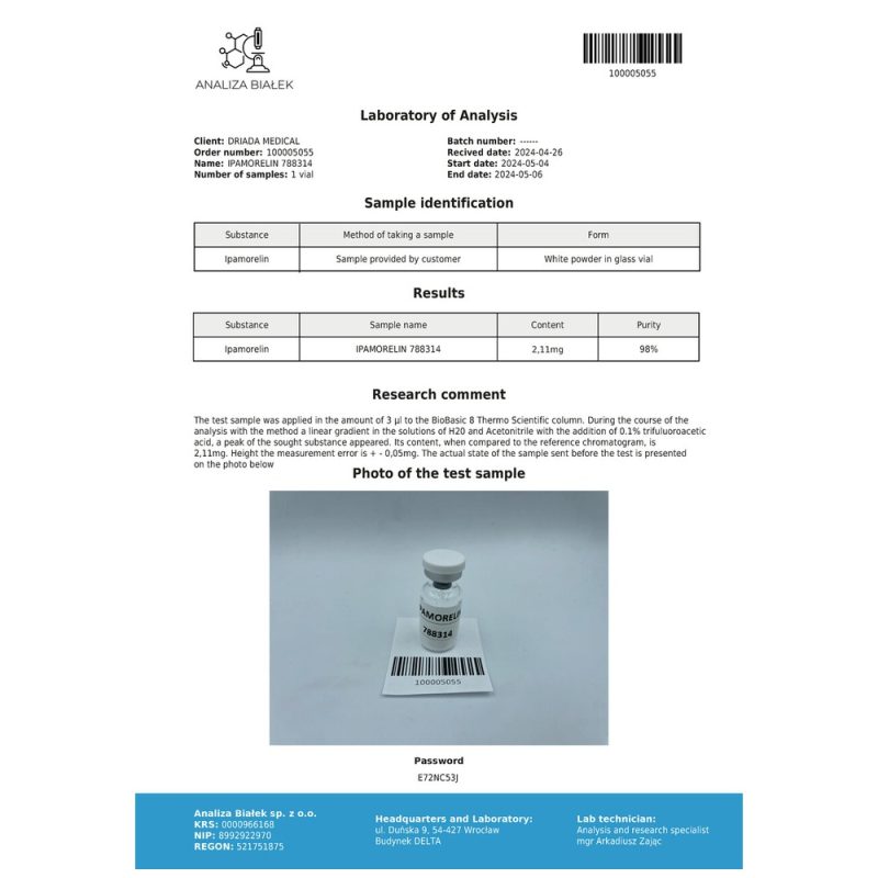 Köp Ipamorelin Driada 2mg/flaska + Vatten