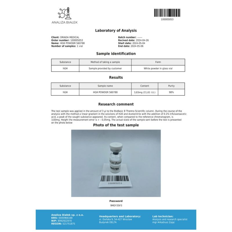 Somatropin HGH Σκόνη 10IU (Κιτ 100 IU) – Driada