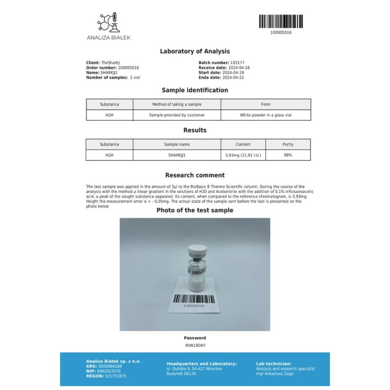 Somatropin HGH Σκόνη 10IU (Κιτ 100 IU) – Driada