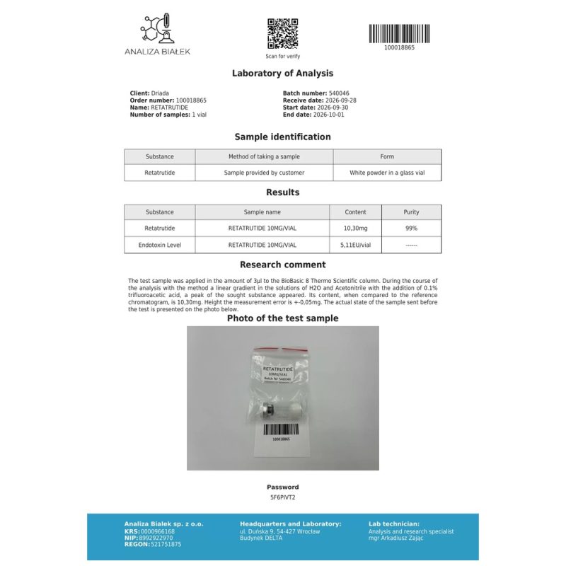 Köp Retatrutide 20mg (Driada Medical) – Nästa generations trippel hormonreceptoragonist