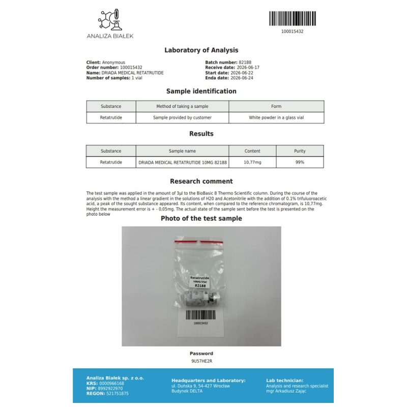 Köp Retatrutide 20mg (Driada Medical) – Nästa generations trippel hormonreceptoragonist