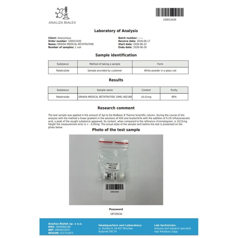 Köp Retatrutide 20mg (Driada Medical) – Nästa generations trippel hormonreceptoragonist