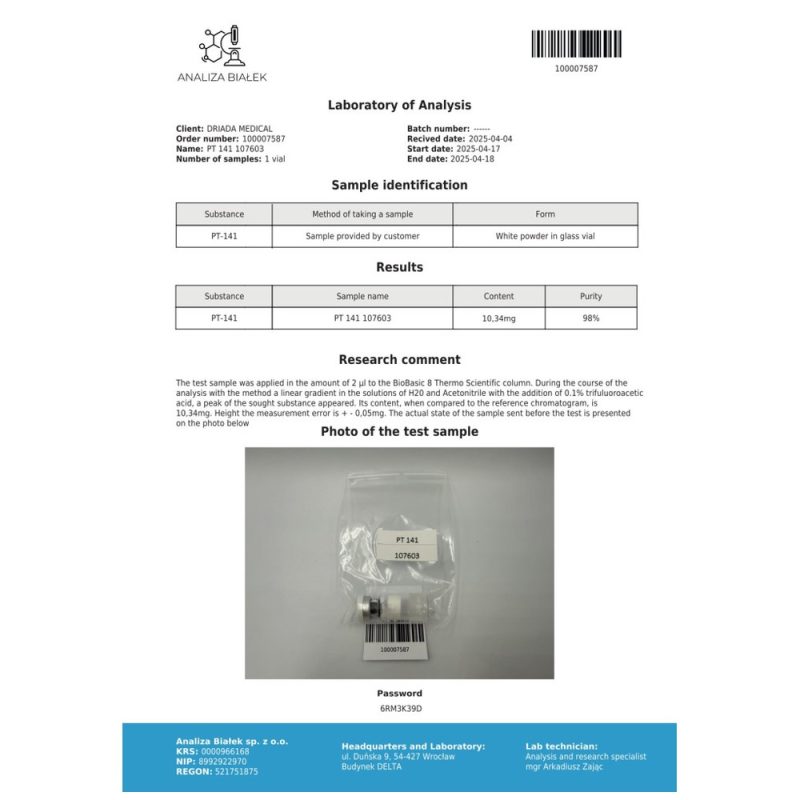 PT-141 10 mg (Bremelanotid) – Driada Medical